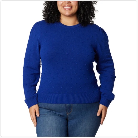 NWT Draper James Women's Textured Long Sleeve Relaxed Fit Crewneck Sweater BLUE - Picture 4 of 7